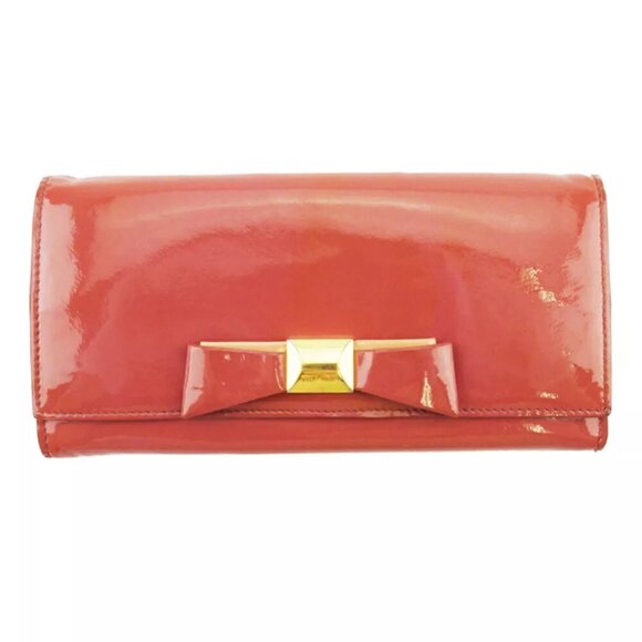 miu miu wallet ribbon pink enamel leather Authentic used
